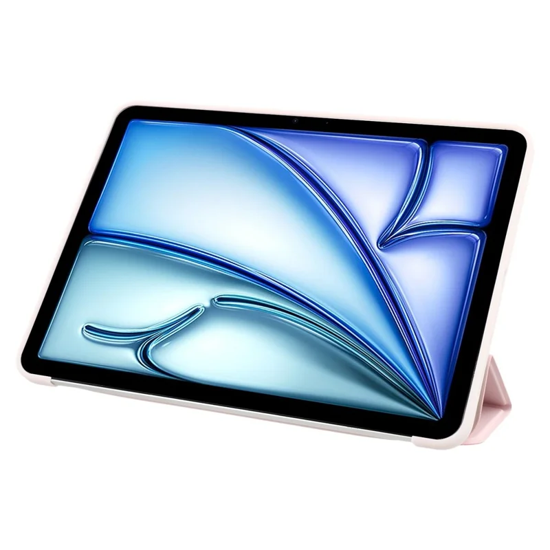 For iPad Air 11 (2026) / (2025) / (2024) Case PU Leather+Silicone Tri-Fold Stand Tablet Cover - Pink