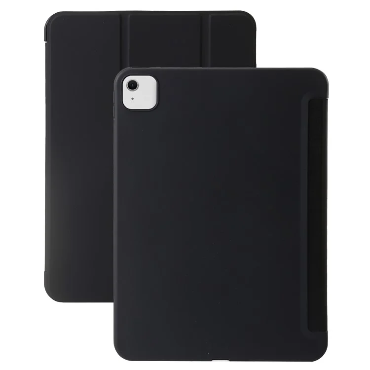 Para iPad Air 13 (2024) Funda de Cuero Interior de Silicona Cubierta de Tableta con Soporte de Tri-Pliegue - Negro