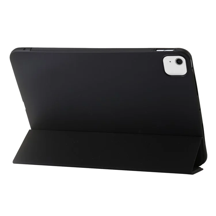 Para iPad Air 13 (2024) Funda de Cuero Interior de Silicona Cubierta de Tableta con Soporte de Tri-Pliegue - Negro