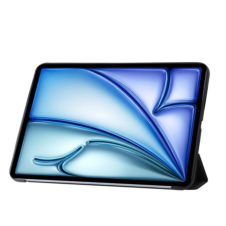 Para iPad Air 13 (2024) Funda de Cuero Interior de Silicona Cubierta de Tableta con Soporte de Tri-Pliegue - Negro