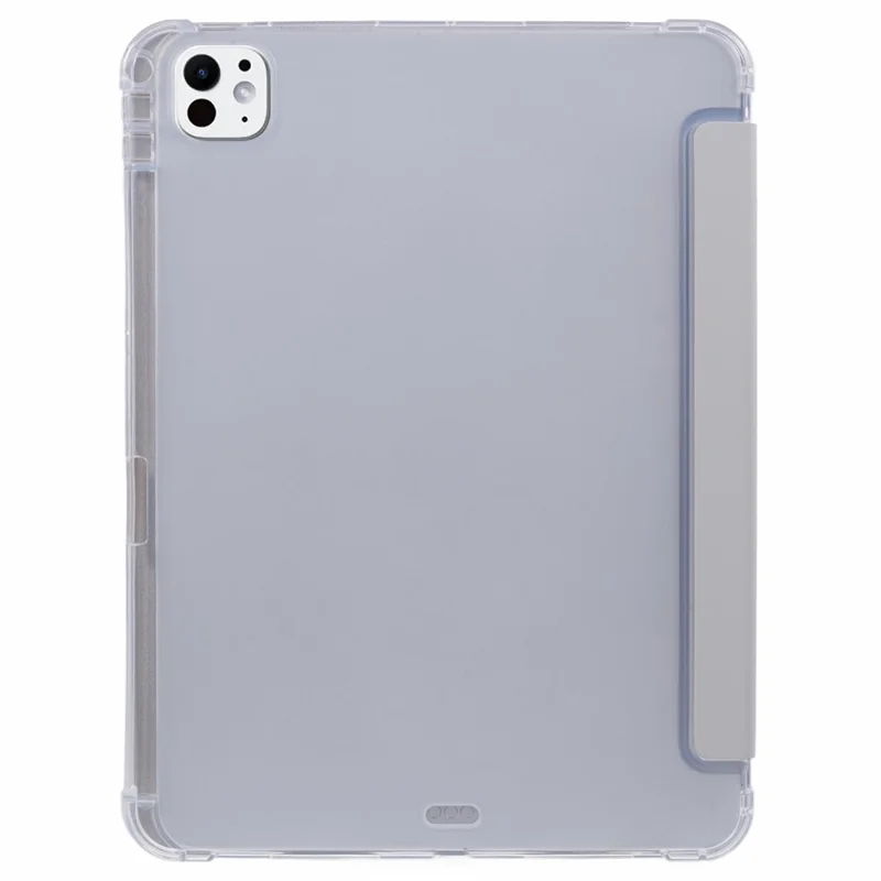 Für iPad Pro 11 (2024) Hülle Trifold-Ständer PU-Leder+Clear TPU-Tablet-Cover mit Stiftfach - Grau