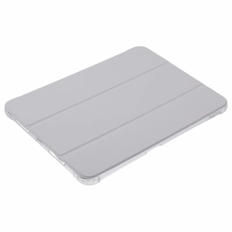Für iPad Pro 11 (2024) Hülle Trifold-Ständer PU-Leder+Clear TPU-Tablet-Cover mit Stiftfach - Grau