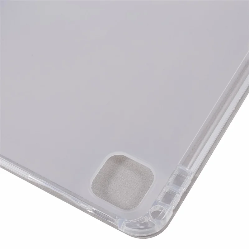Für iPad Pro 11 (2024) Hülle Trifold-Ständer PU-Leder+Clear TPU-Tablet-Cover mit Stiftfach - Grau