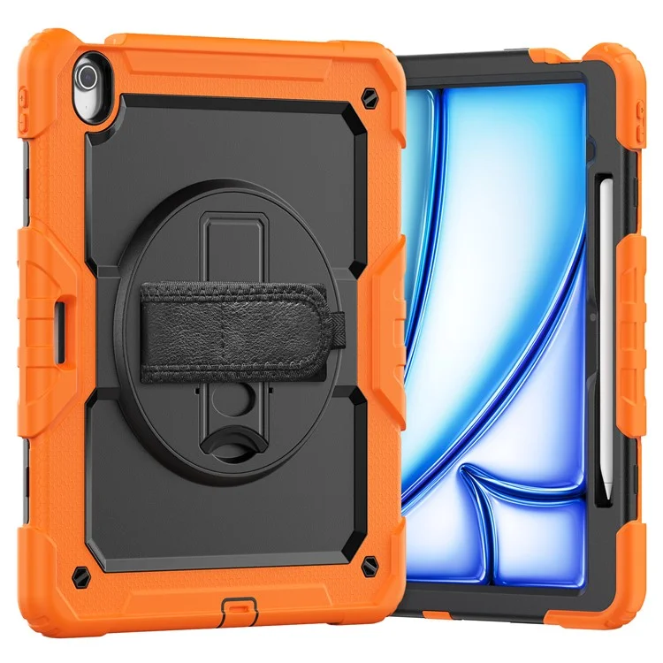 Für iPad Air 13 (2024) Hülle PC+Silikon Staubdichte Tablet-Abdeckung mit PET-Bildschirmschutz / Schultergurt - Orange
