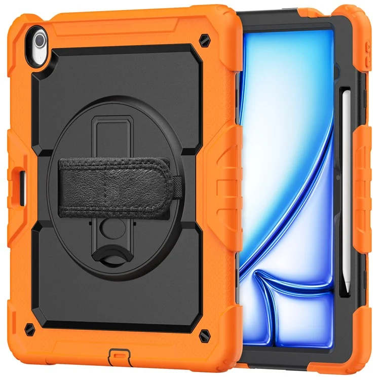 Für iPad Air 13 (2024) Hülle PC+Silikon Staubdichte Tablet-Abdeckung mit PET-Bildschirmschutz / Schultergurt - Orange