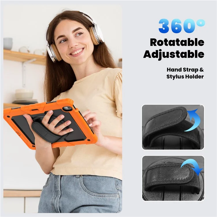 Für iPad Air 13 (2024) Hülle PC+Silikon Staubdichte Tablet-Abdeckung mit PET-Bildschirmschutz / Schultergurt - Orange