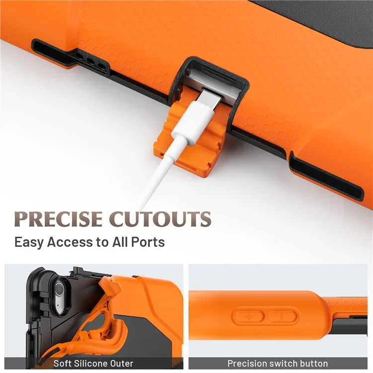 Funda para iPad Air 11 (2024) con protector de pantalla incorporado, soporte y tapa de tableta de PC + silicona - Naranja