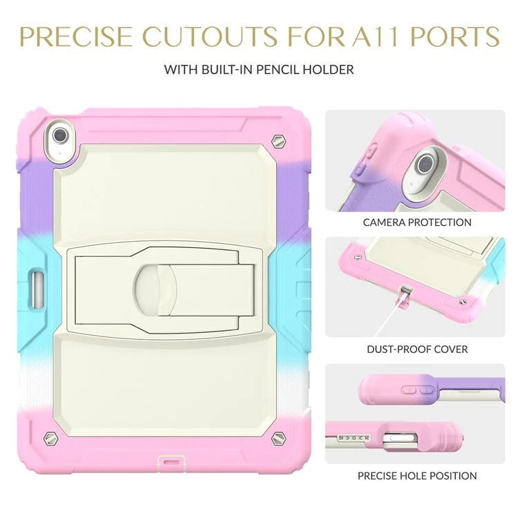 Para iPad Air 13 (2024) Funda PC+Silicona Cubierta Protectora de Tableta con Ranura para Lápiz y Soporte - Camuflaje Rosa