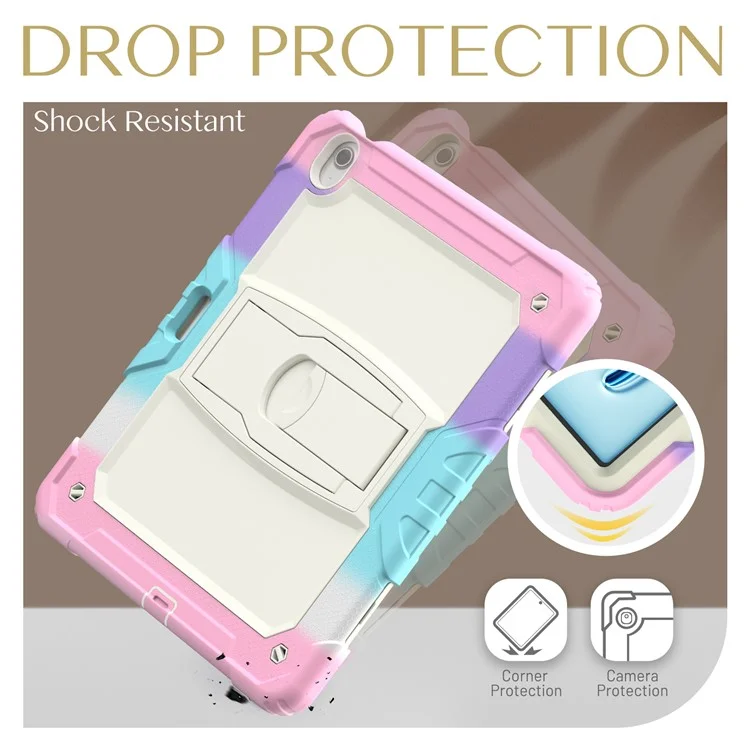 Para iPad Air 13 (2024) Funda PC+Silicona Cubierta Protectora de Tableta con Ranura para Lápiz y Soporte - Camuflaje Rosa