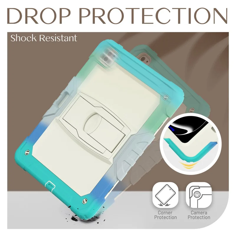 For iPad Pro 13 (2025) / 13 (2024) Case PC+Silicone Tablet Cover with Pen Slot and Shoulder Strap - Camo Baby Blue
