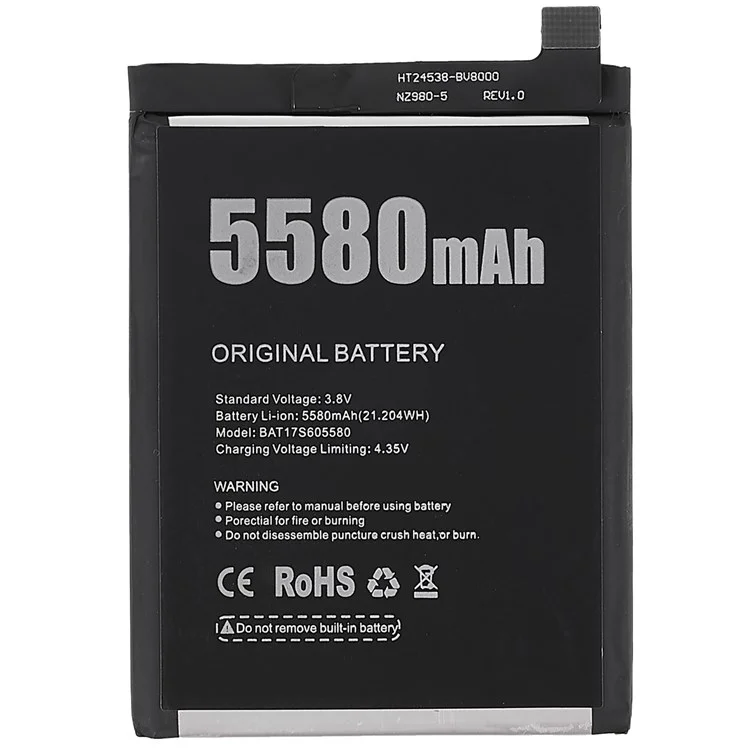 Para Doogee S60/S60 Lite 3.80V 5580mAh Conjunto de Batería de Iones de Litio Recargable (codificar: BAT17S605580) (sin Logotipo)