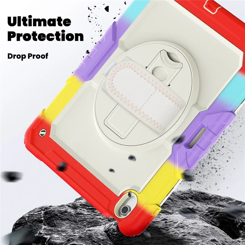 Pour iPad Air 13 (2024) Étui avec poignée et support Coque PC+Silicone Housse de protection avec film d'écran PET - Rouge coloré