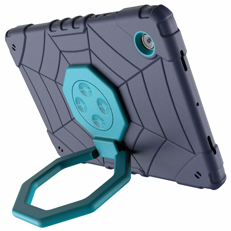For Samsung Galaxy Tab A8 10.5 (2021) / (2022) Case Kickstand Spider Style PC+TPU Rugged Protective Cover - Navy Blue+Blue