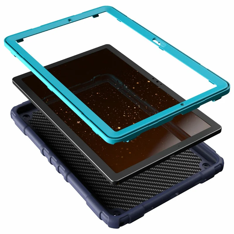 For Samsung Galaxy Tab A8 10.5 (2021) / (2022) Case Kickstand Spider Style PC+TPU Rugged Protective Cover - Navy Blue+Blue