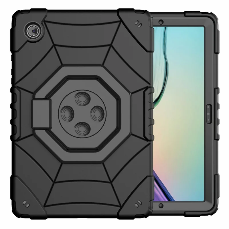 For Samsung Galaxy Tab A8 10.5 (2021) / (2022) Case Kickstand Spider Style PC+TPU Rugged Protective Cover - Black+Black