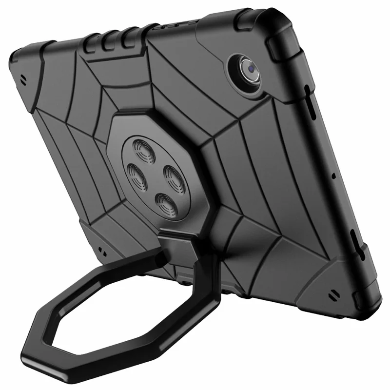 For Samsung Galaxy Tab A8 10.5 (2021) / (2022) Case Kickstand Spider Style PC+TPU Rugged Protective Cover - Black+Black