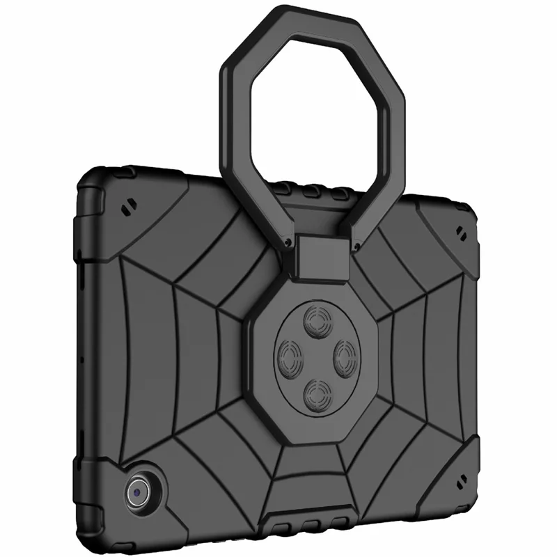 For Samsung Galaxy Tab A8 10.5 (2021) / (2022) Case Kickstand Spider Style PC+TPU Rugged Protective Cover - Black+Black