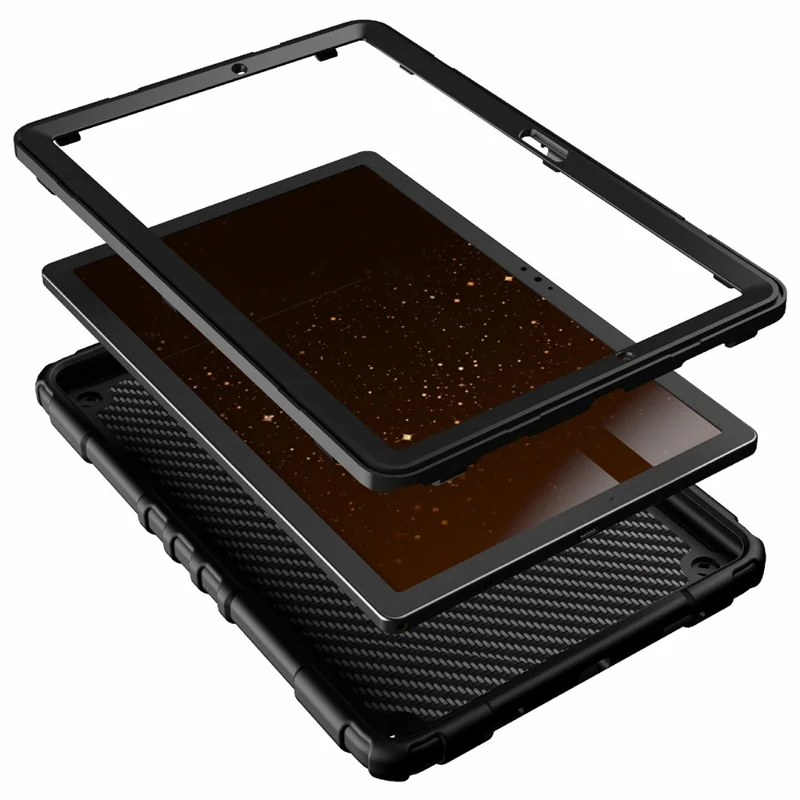 For Samsung Galaxy Tab A8 10.5 (2021) / (2022) Case Kickstand Spider Style PC+TPU Rugged Protective Cover - Black+Black