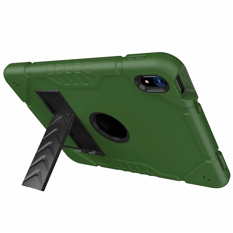 For iPad (2025) / 10.9 (2022) Case Kickstand TPU+PC Anti-Slip Protective Tablet Cover -  Army Green+Black