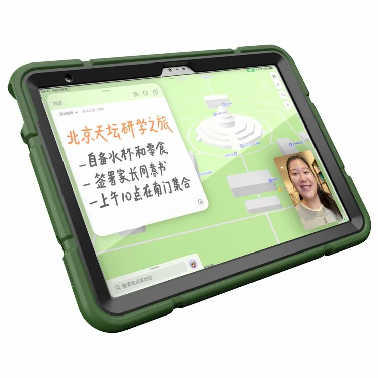 For iPad (2025) / 10.9 (2022) Case Kickstand TPU+PC Anti-Slip Protective Tablet Cover -  Army Green+Black