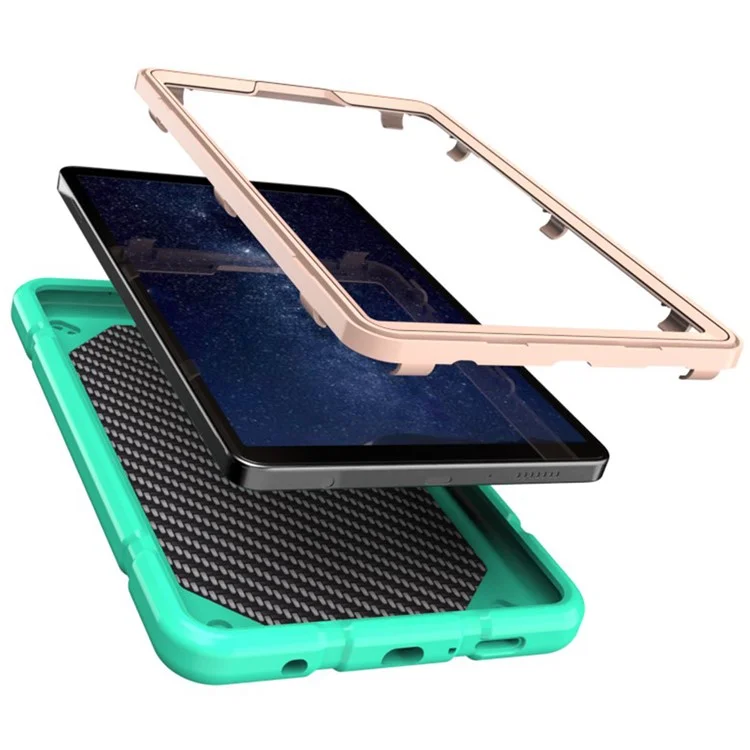 Для чехла Samsung Galaxy Tab A9 Прочный с подставкой Гибридный TPU+PC Чехол для планшета - Мятно-зелёный+Розово-золотой