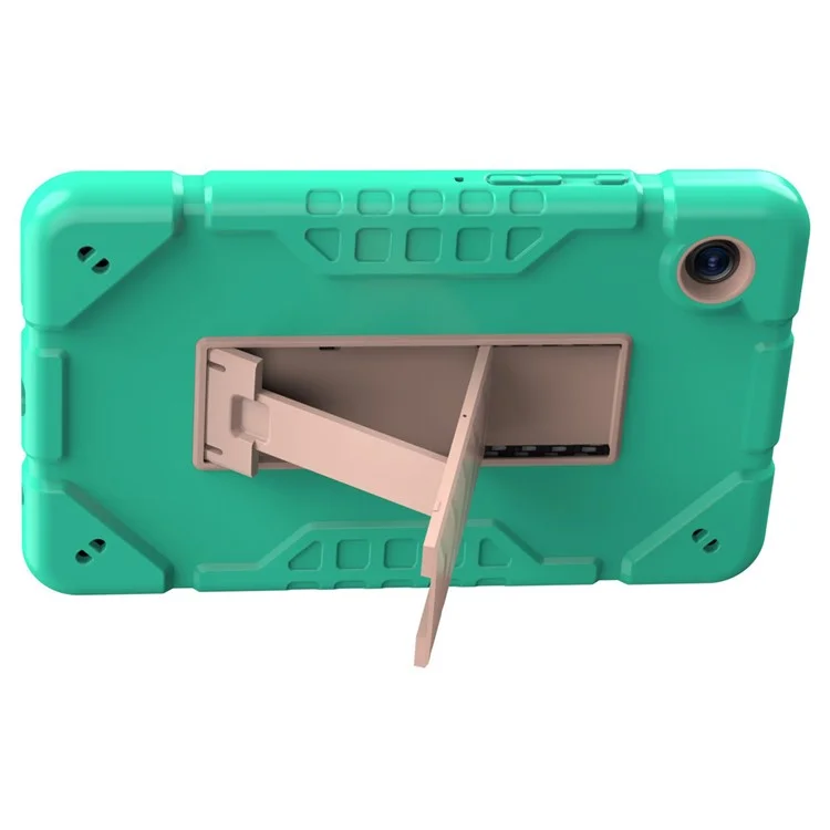 Чехол для Samsung Galaxy Tab A9+ с подставкой из ТПУ и ПК, двухслойный чехол для планшета - мятно-зеленый + розовое золото