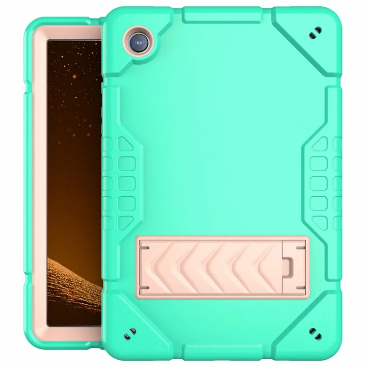 For Samsung Galaxy Tab A8 10.5 (2021)  /  (2022) Case Kickstand TPU + PC Hybrid Armor Shockproof Cover - Mint Green+Rose Gold