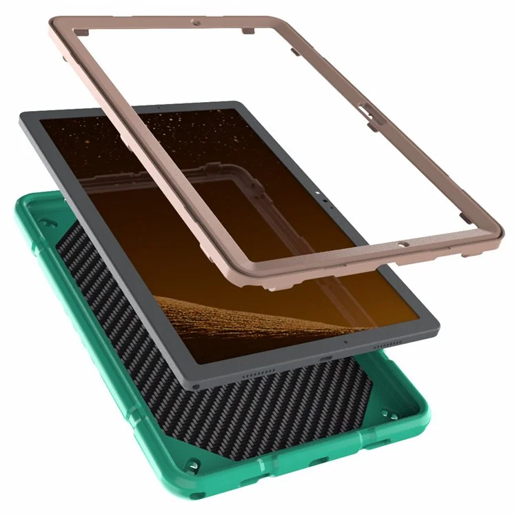 For Samsung Galaxy Tab A8 10.5 (2021)  /  (2022) Case Kickstand TPU + PC Hybrid Armor Shockproof Cover - Mint Green+Rose Gold