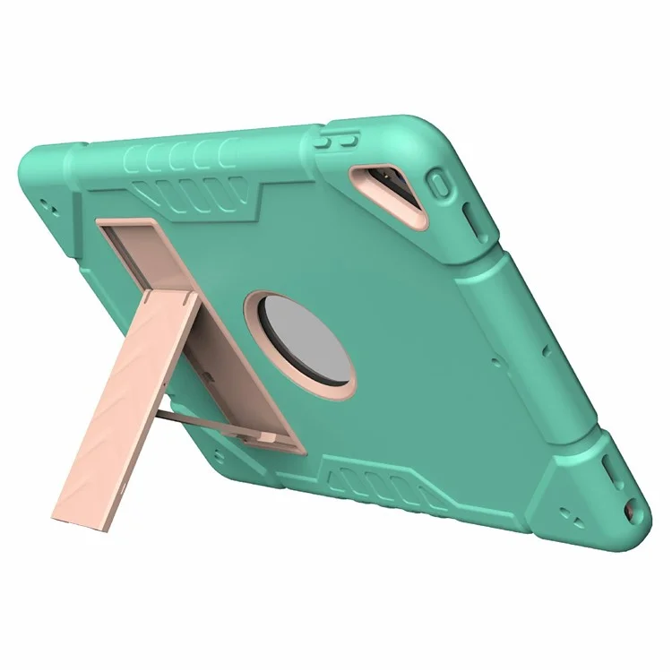 Custodia per iPad 10.2 (2019) / (2020) / (2021) con supporto Kickstand Heavy Duty TPU + PC Copertura anti-scivolo - Verde menta+Oro rosa