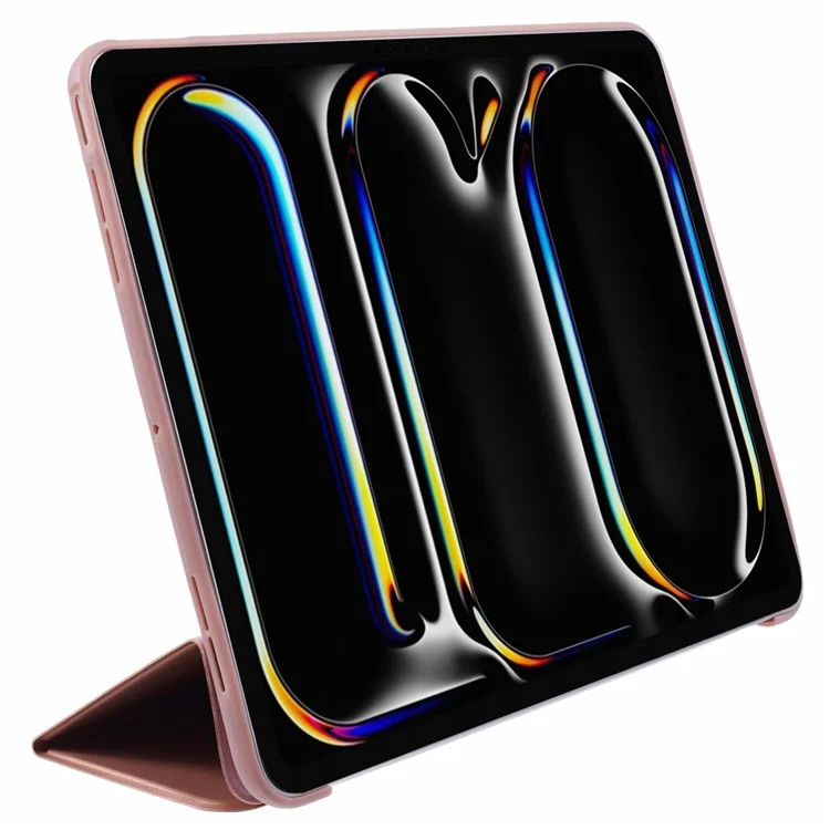 Para iPad Pro 11 (2024) Case Leather + Honeycomb TPU Tablet Cover Tri-Fold Stand - Rose Gold