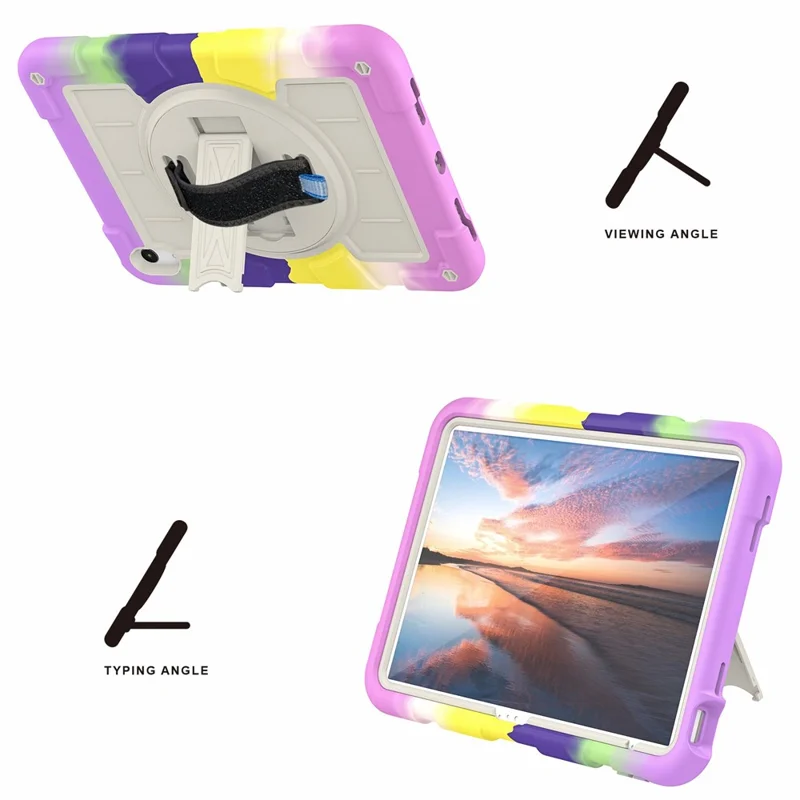 Чехол-подставка с вращающимся ремешком для iPad Air 11 (2024), с ПК + ТПУ, чехол для планшета с плечевым ремнем - цветной фиолетовый