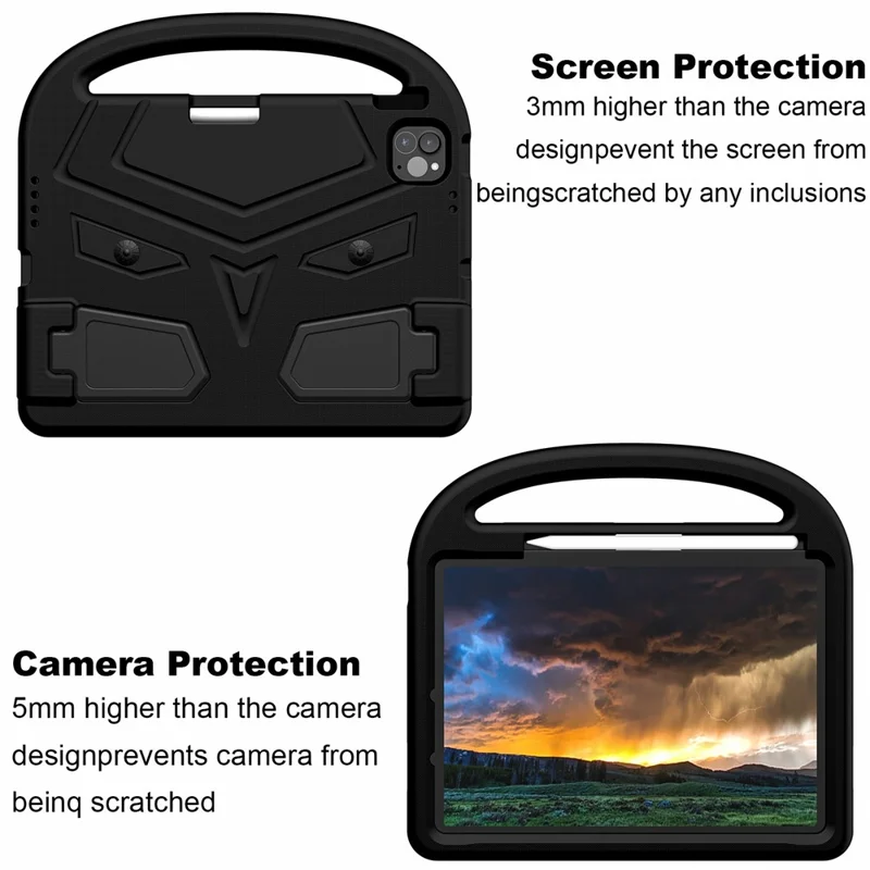 For iPad Pro 11 (2025) / 11 (2024) Case Sparrow Style EVA Tablet Cover with Kickstand - Black