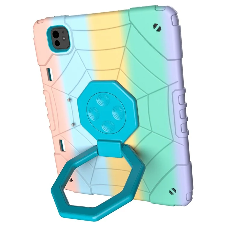 For iPad Pro 11 (2024) M4 Case Kickstand TPU+PC Tablet Cover with Pencil Holder Fidget Toys - Gradient+Blue