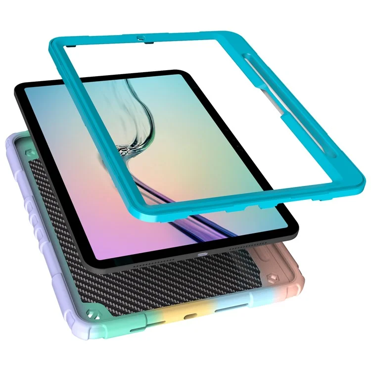 For iPad Pro 11 (2024) M4 Case Kickstand TPU+PC Tablet Cover with Pencil Holder Fidget Toys - Gradient+Blue