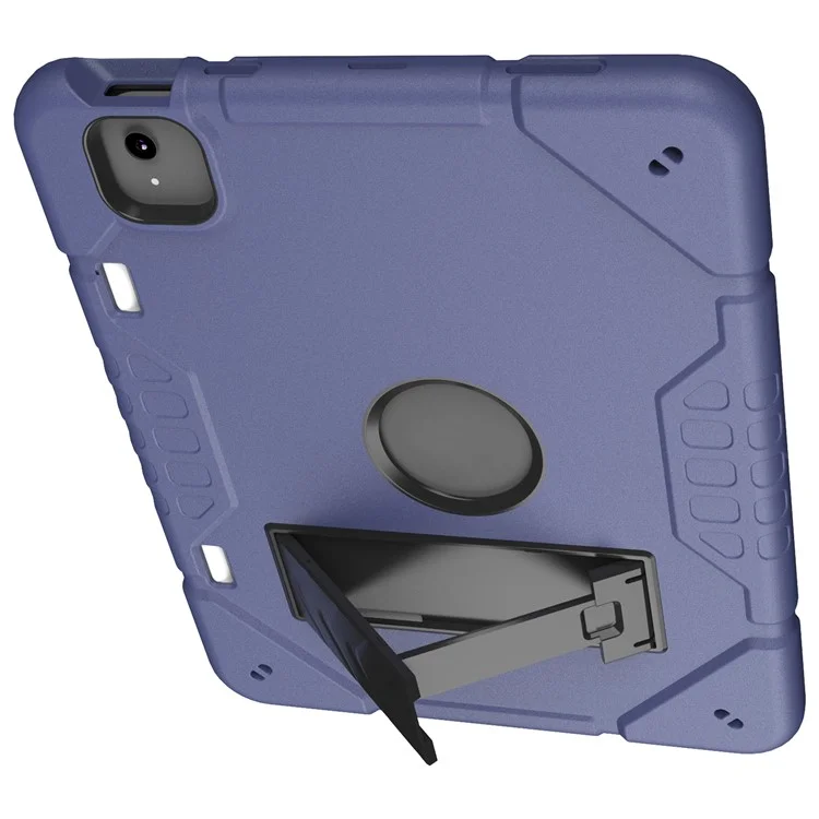 Para iPad Air 11 (2024) M2 Case Rugged Kickstand PC+TPU Tablet Cover with Pen Slot - Navy Blue+Black