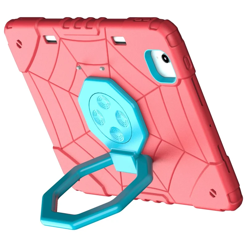 For iPad Air 11 (2026) / (2025) / (2024) M2 Case TPU+PC Tablet Cover with Handle Kickstand and Pencil Holder - Red+Blue