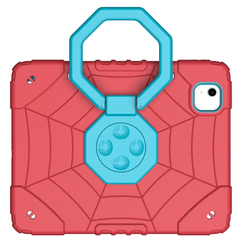 For iPad Air 11 (2026) / (2025) / (2024) M2 Case TPU+PC Tablet Cover with Handle Kickstand and Pencil Holder - Red+Blue