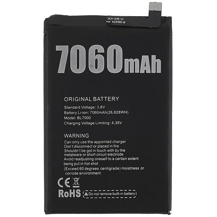 Pour Doogee BL7000 3.80V 7060mAh Rechargeable Rechargeable Battery Remplacement (sans Logo)