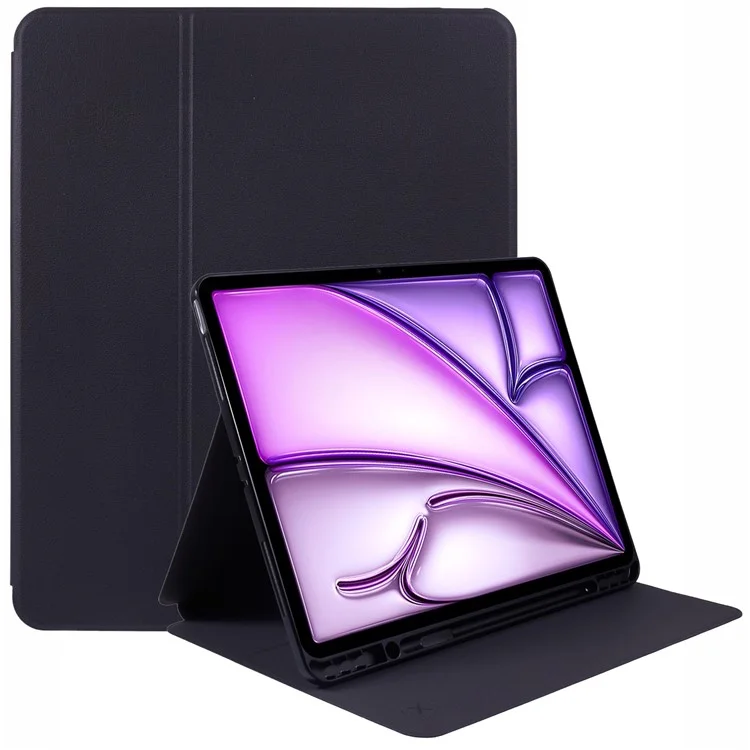 X-LEVEL Para iPad Air 13 (2024) Smart Case Stand Funda de Cuero Tablet con Soporte para Lápiz, Función de Reposo / Activación Automática - Negro