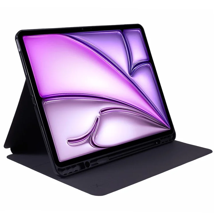 X-LEVEL Para iPad Air 13 (2024) Smart Case Stand Funda de Cuero Tablet con Soporte para Lápiz, Función de Reposo / Activación Automática - Negro