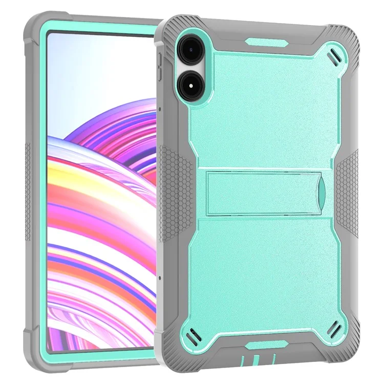 Pour Xiaomi Poco Pad / Redmi Pad Pro / Pad Pro 5G Étui Silicone+PC Housse de protection pour tablette avec support - Gris+Vert Menthe