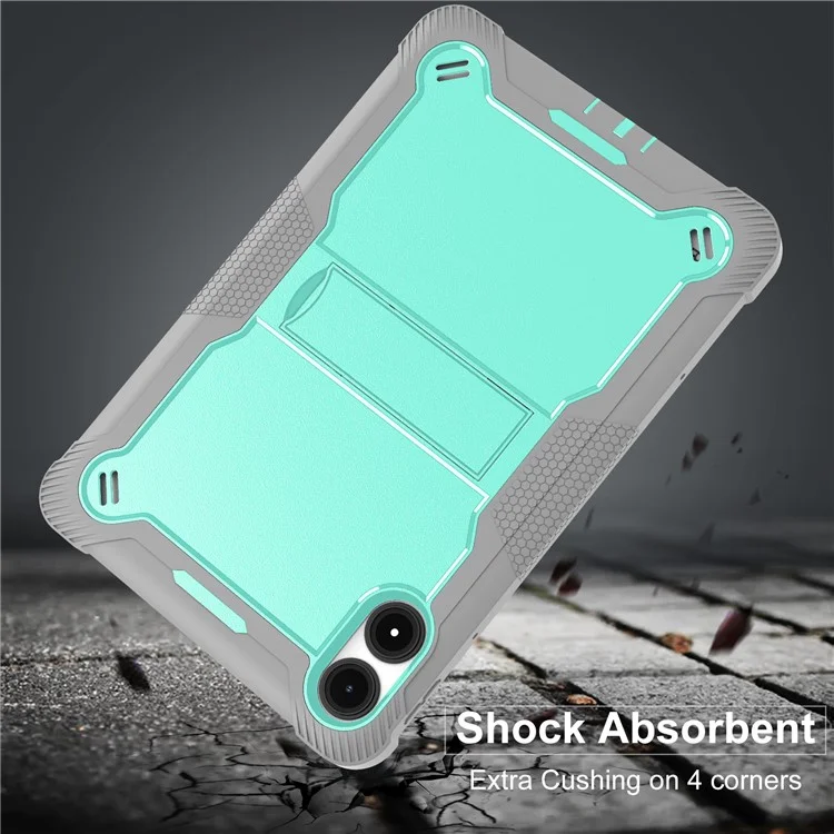 Pour Xiaomi Poco Pad / Redmi Pad Pro / Pad Pro 5G Étui Silicone+PC Housse de protection pour tablette avec support - Gris+Vert Menthe