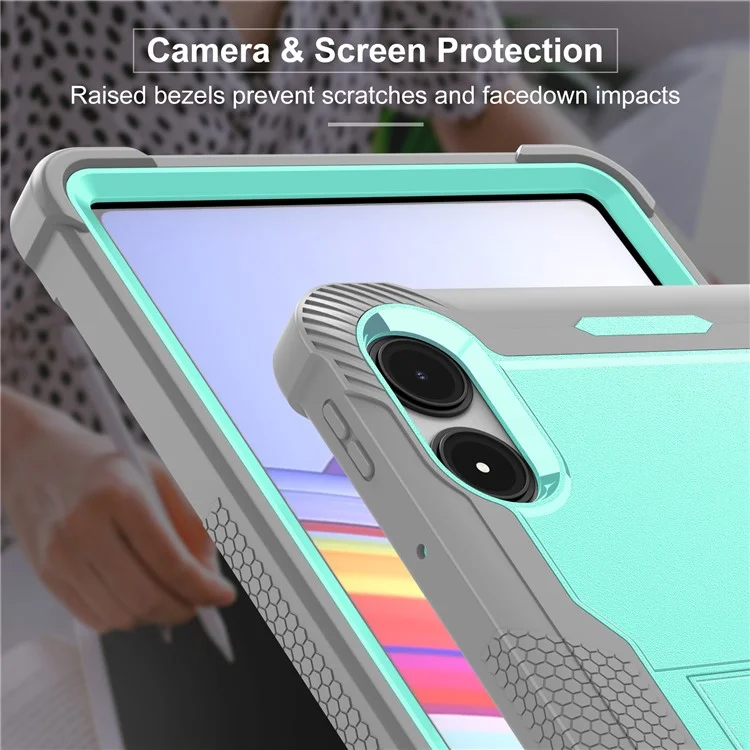 Pour Xiaomi Poco Pad / Redmi Pad Pro / Pad Pro 5G Étui Silicone+PC Housse de protection pour tablette avec support - Gris+Vert Menthe