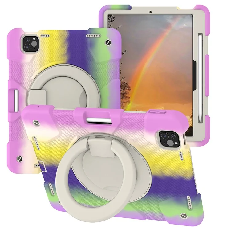 Étui pour iPad Pro 11 (2024) en PC+Silicone avec bandoulière - Violet Coloré