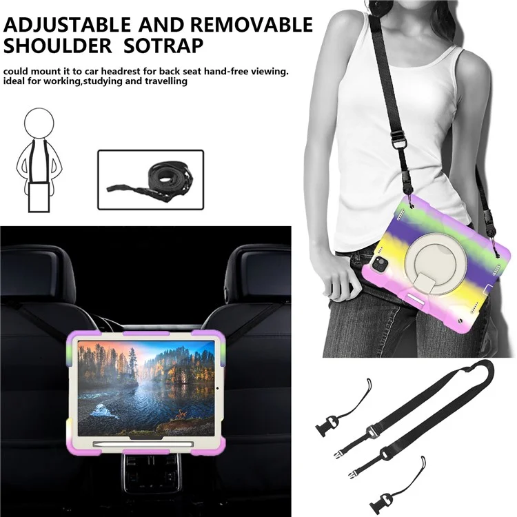 Étui pour iPad Pro 11 (2024) en PC+Silicone avec bandoulière - Violet Coloré
