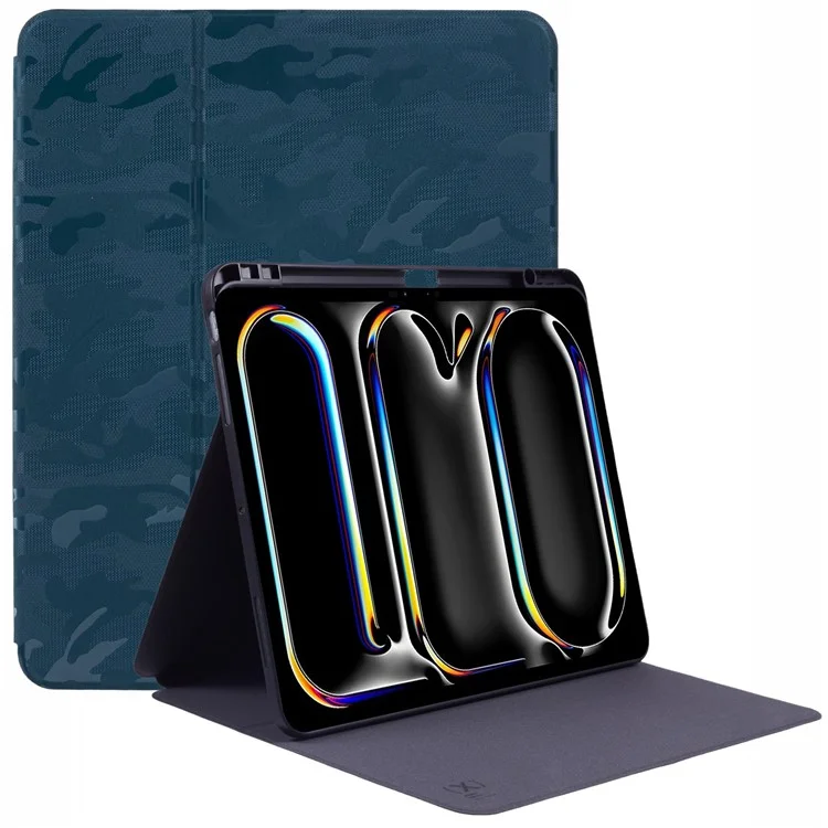 X-LEVEL Para iPad Pro 13 (2024) Funda Camouflage Pattern PU Leather Tablet Cover con Auto Wake / Sleep - Verde