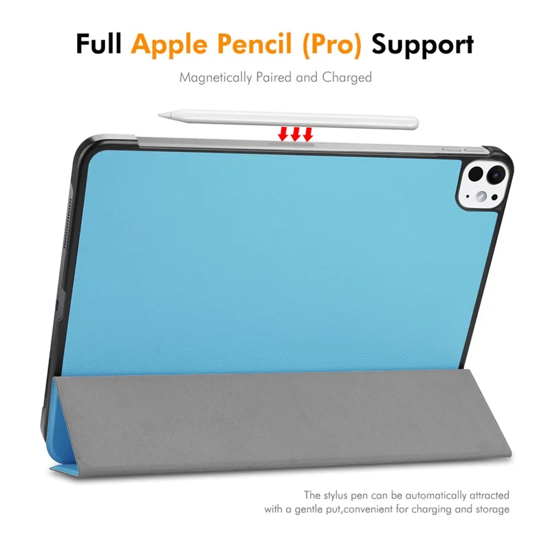 ENKAY HAT PRINCE For iPad Pro 13 (2024) Trifold Stand Cover PU Leather+PC Tablet Case - Baby Blue