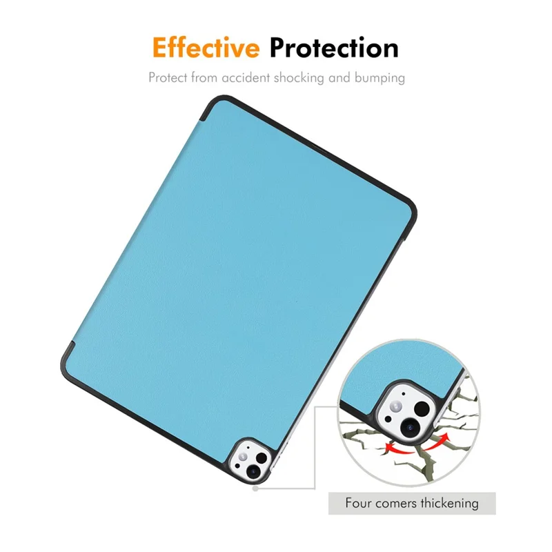 ENKAY HAT PRINCE For iPad Pro 13 (2024) Trifold Stand Cover PU Leather+PC Tablet Case - Baby Blue