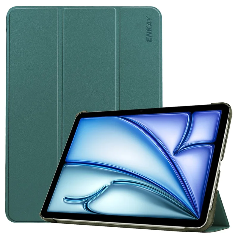 ENKAY HAT PRINCE For iPad Air 13 (2025) / (2024) Trifold Stand Cover PU Leather+PC Tablet Case - Blackish Green