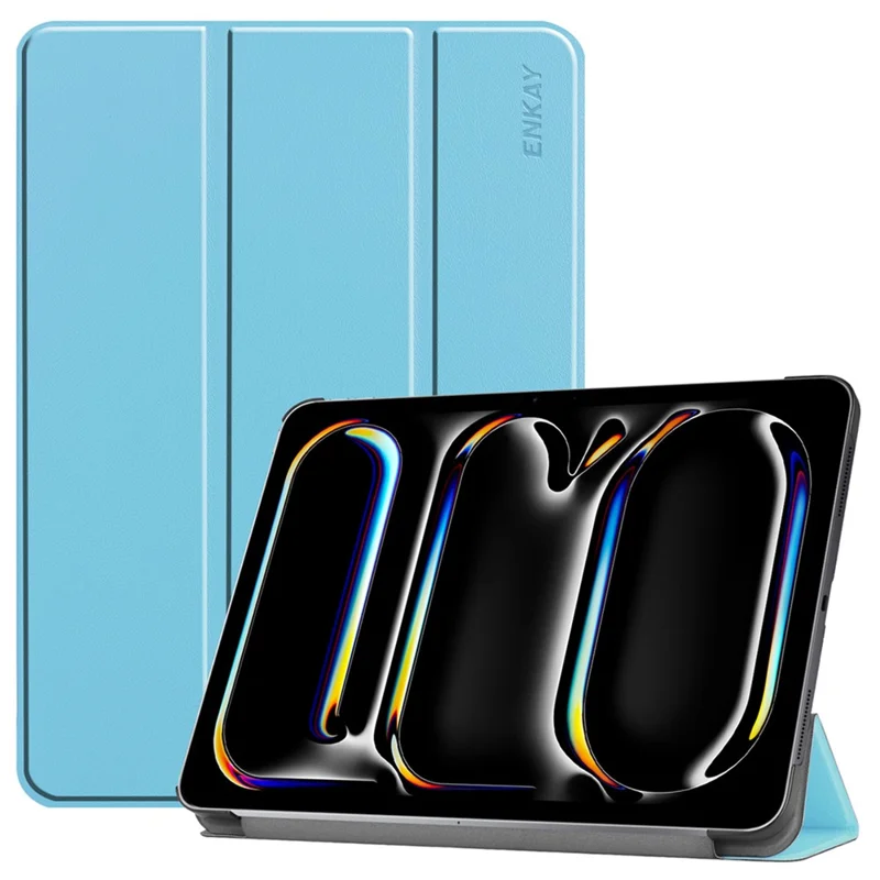 ENKAY HAT PRINCE для iPad Pro 11 (2024) Trifold Stand Cover PU Leather+PC Tablet Case - Baby Blue